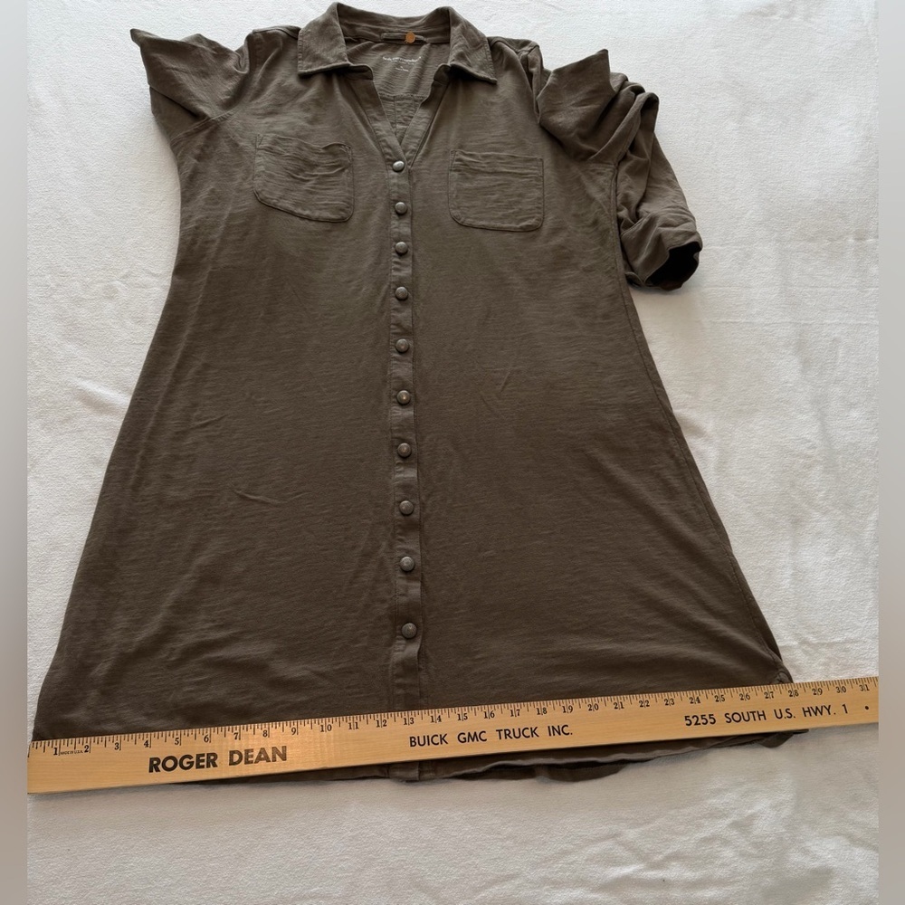 Soft Surroundings Olive Green Knit Modest Shirt Dress Button Front Midi XL - Picture 11 of 12